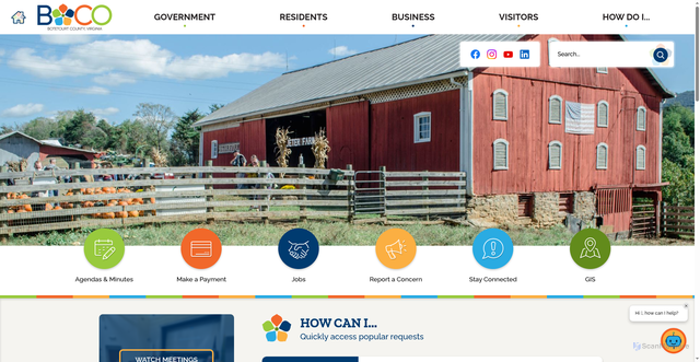 Security scan screenshot of https://www.botetourtva.gov/