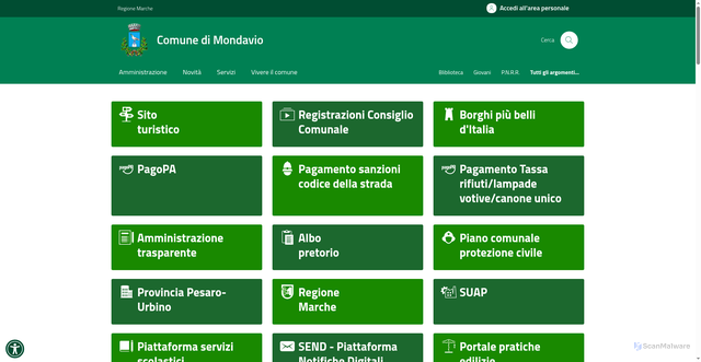 Security scan screenshot of https://www.comune.mondavio.pu.it/