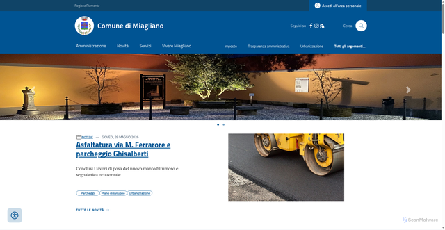 Security scan screenshot of https://www.comune.miagliano.bi.it