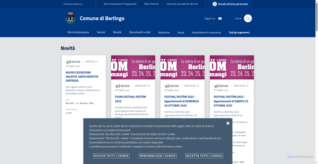Security scan screenshot of https://www.comune.berlingo.bs.it/