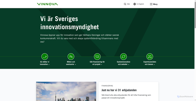 Security scan screenshot of https://vinnova.se