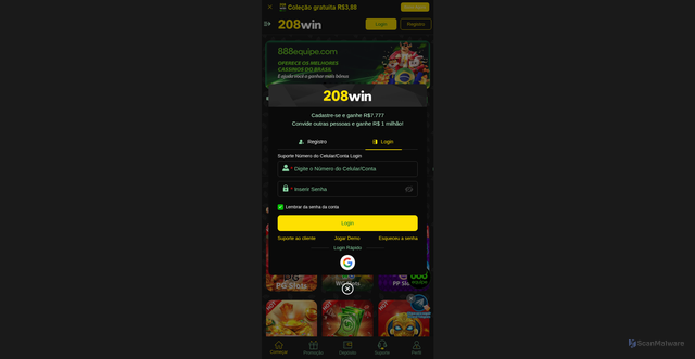 Security scan screenshot of https://208win2.vip/