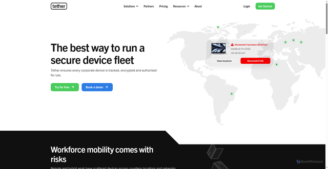 Security scan screenshot of https://tethersecurity.com