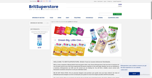 Security scan screenshot of https://britsuperstore.com