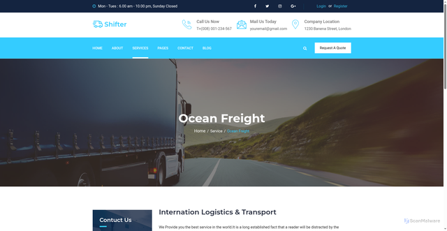 Security scan screenshot of http://speedsafelogistic.com/ocean.html