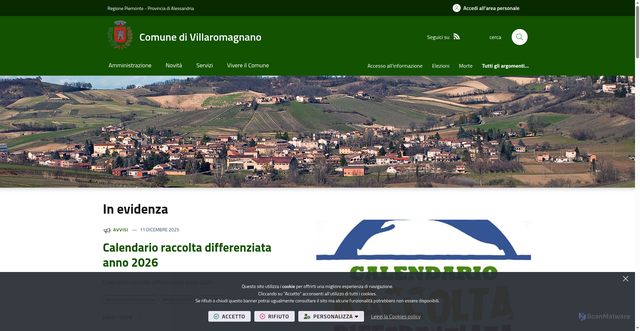 Security scan screenshot of https://www.comune.villaromagnano.al.it/it-it/home