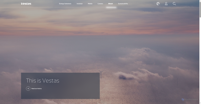 Security scan screenshot of https://www.vestas.com/en/about/this-is-vestas