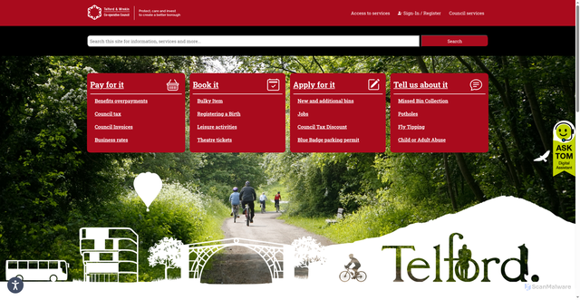 Security scan screenshot of http://www.telford.gov.uk