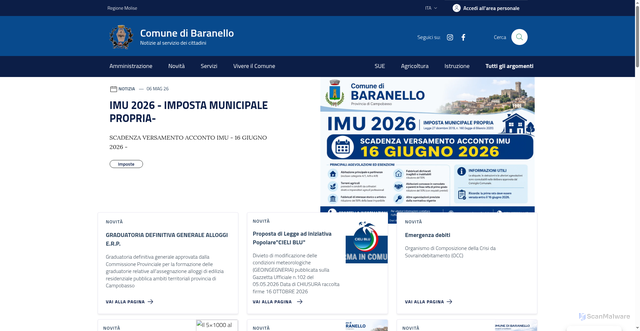 Security scan screenshot of https://www.comune.baranello.cb.it