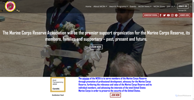 Security scan screenshot of https://www.usmcra.org/