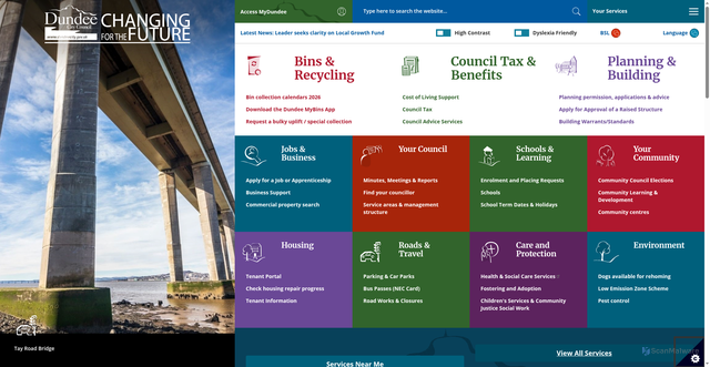 Security scan screenshot of https://www.dundeecity.gov.uk/