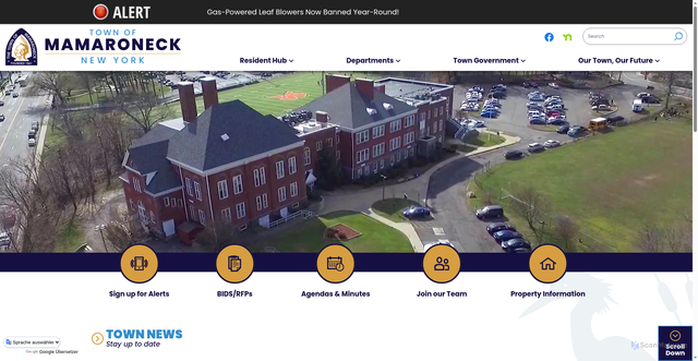 Security scan screenshot of https://townofmamaroneckny.gov/