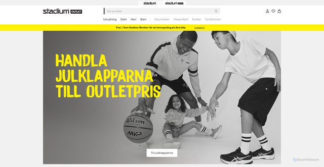 Security scan screenshot of https://www.stadiumoutlet.se/