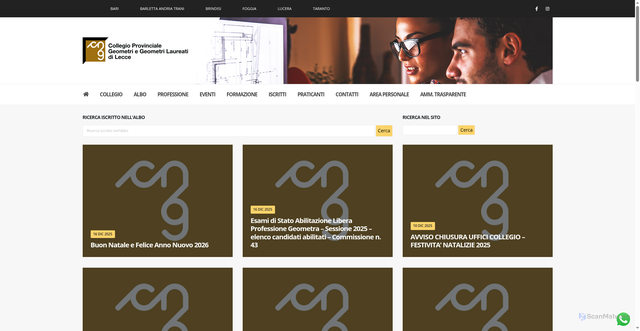 Security scan screenshot of https://www.collegiogeometrilecce.it/
