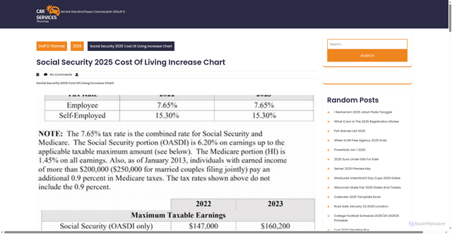 Security scan screenshot of https://duffdthomas.pages.dev/zjcgs-social-security-2025-cost-of-living-increase-chart-ogfah/