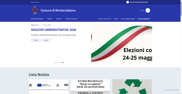Security scan screenshot of https://www.comune.monterubbiano.fm.it