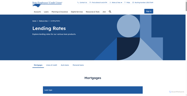 Security scan screenshot of https://www.ncsecu.org/rates-fees/lending-rates.html