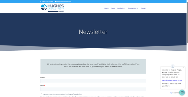 Security scan screenshot of https://www.hughes-pumps.co.uk/newsletter/