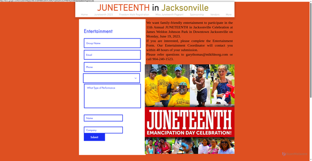 Security scan screenshot of https://www.juneteenthinjacksonville.com/entertainment
