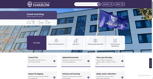 Security scan screenshot of http://www.harrow.gov.uk