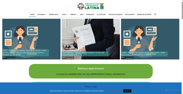 Security scan screenshot of https://www.ordinefarmacistilatina.it
