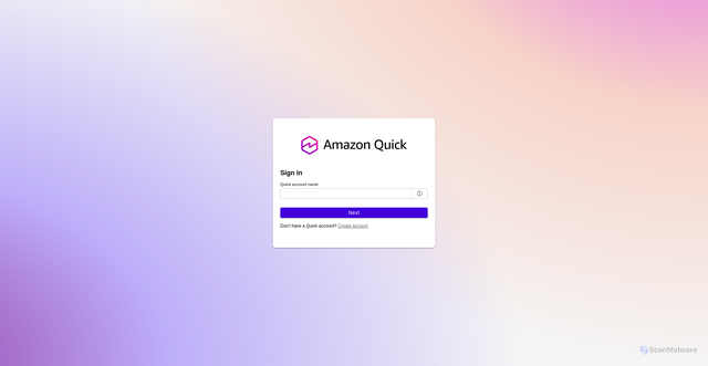 Security scan screenshot of https://us-east-1.quicksight.aws.amazon.com