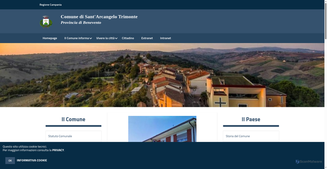 Security scan screenshot of https://www.comune.santarcangelotrimonte.bn.it/hh/index.php