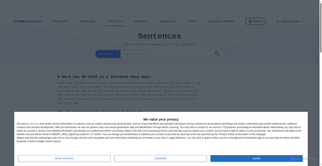 Security scan screenshot of https://sentence.yourdictionary.com