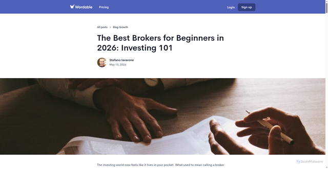 Security scan screenshot of https://wordable.io/best-brokers-for-beginners/