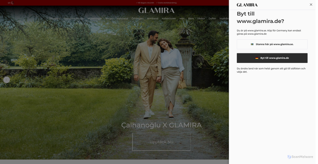 Security scan screenshot of https://glamira.se