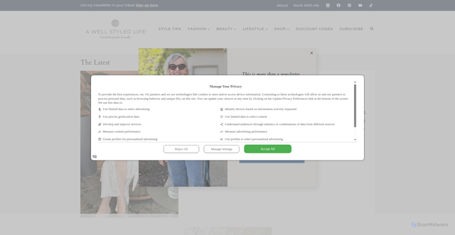 Security scan screenshot of https://awellstyledlife.com/