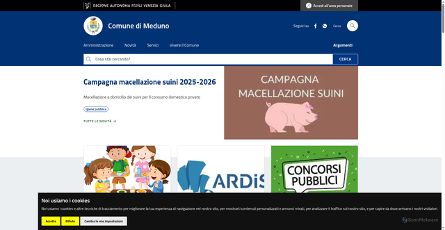 Security scan screenshot of https://www.comune.meduno.pn.it/