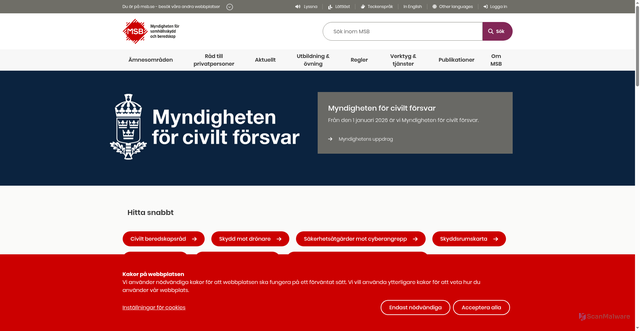 Security scan screenshot of https://www.msb.se/