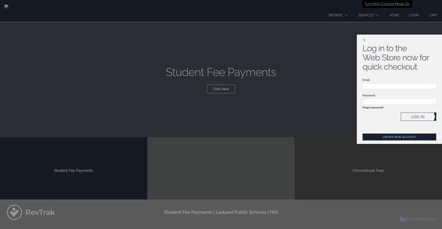 Security scan screenshot of https://ledyard.revtrak.net/