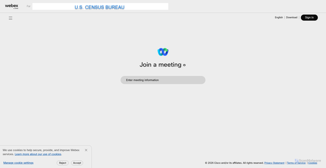 Security scan screenshot of https://uscensus.webex.com