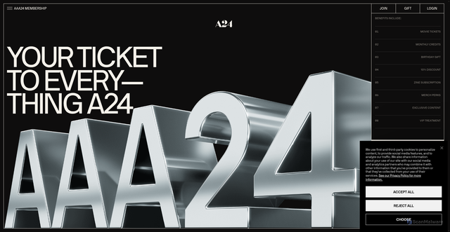 Security scan screenshot of https://aaa24.a24films.com/