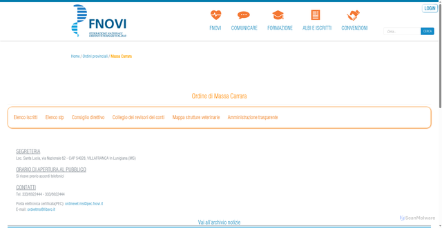 Security scan screenshot of https://www.fnovi.it/ordini-provinciali/Massa%20Carrara?id_ordine_prov=49