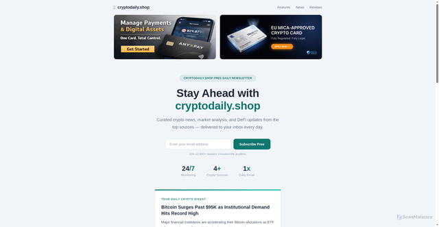 Security scan screenshot of https://cryptodaily.shop/