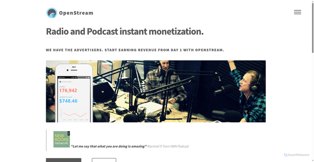 Security scan screenshot of https://openstream.co