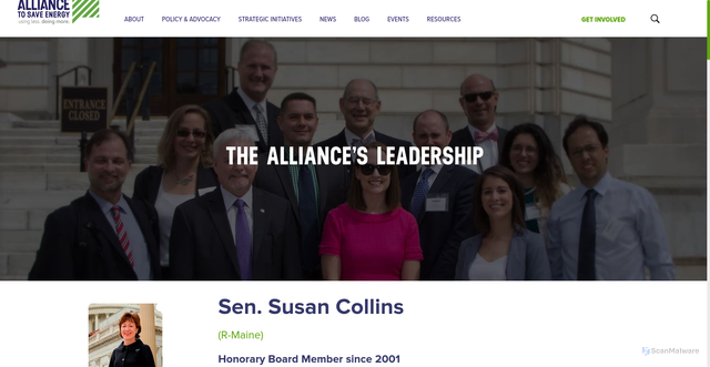 Security scan screenshot of https://www.ase.org/biography/susan-collins