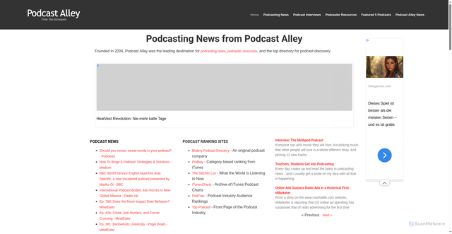 Security scan screenshot of https://www.podcastalley.com/