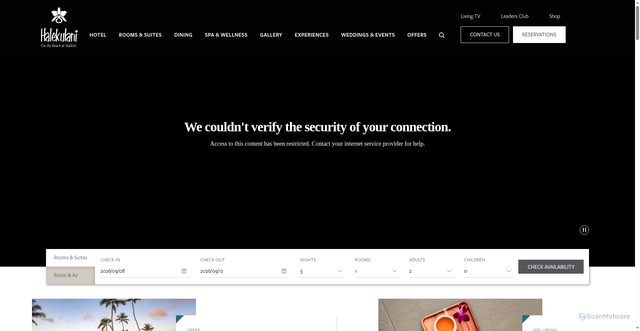 Security scan screenshot of https://halekulani.com