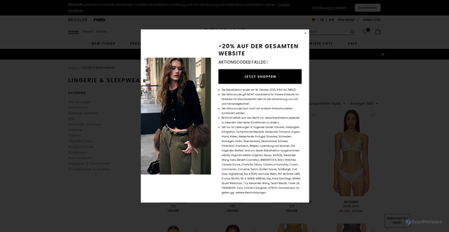 Security scan screenshot of https://www.revolve.com/mobile/lingerie-sleepwear/br/94507f/