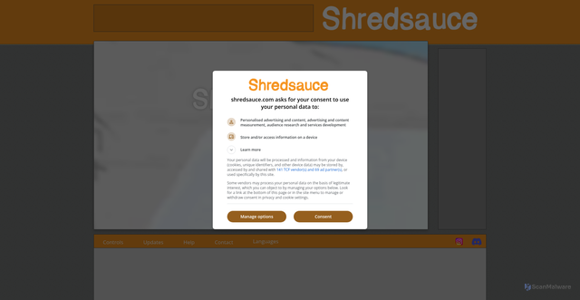 Security scan screenshot of https://shredsauce.com/