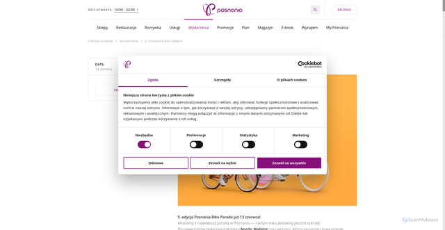 Security scan screenshot of https://posnania.eu/wydarzenia/9-posnania-bike-parade/