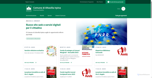 Security scan screenshot of https://comune.altavillairpina.av.it/