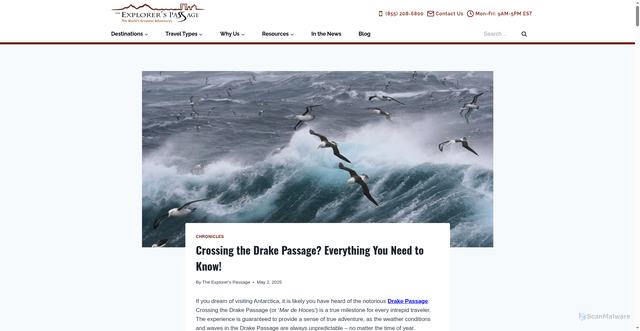 Security scan screenshot of https://explorerspassage.com/chronicles/the-drake-passage/