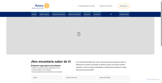 Security scan screenshot of https://crbahiadelapaz.org/club/public/contacto