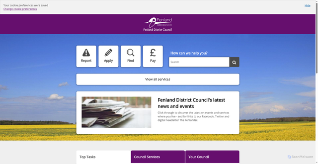 Security scan screenshot of https://www.fenland.gov.uk/