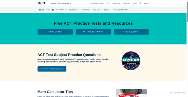 Security scan screenshot of https://www.act.org/content/act/en/products-and-services/the-act/test-preparation/free-act-test-prep.html